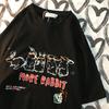 Line Up To Eat Carrots Summer American Retro Rabbit Print Men Women Short Sleeved T-shirt Cotton Loose Fitting Couple Tee