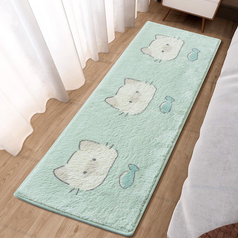 Bedroom Bed Rug Cartoon Ins Wind Bed In Front of Small Mat Living Room Room Long Oval Thick Bed Blanket