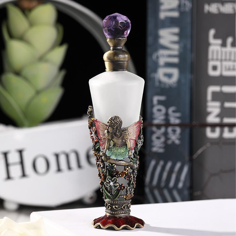 Angel Vintage Perfume Crystal Rhinestone Inlayed Decorative Perfume Bottles, 25ML Empty Refillable Essential Oils Dropper Bottle