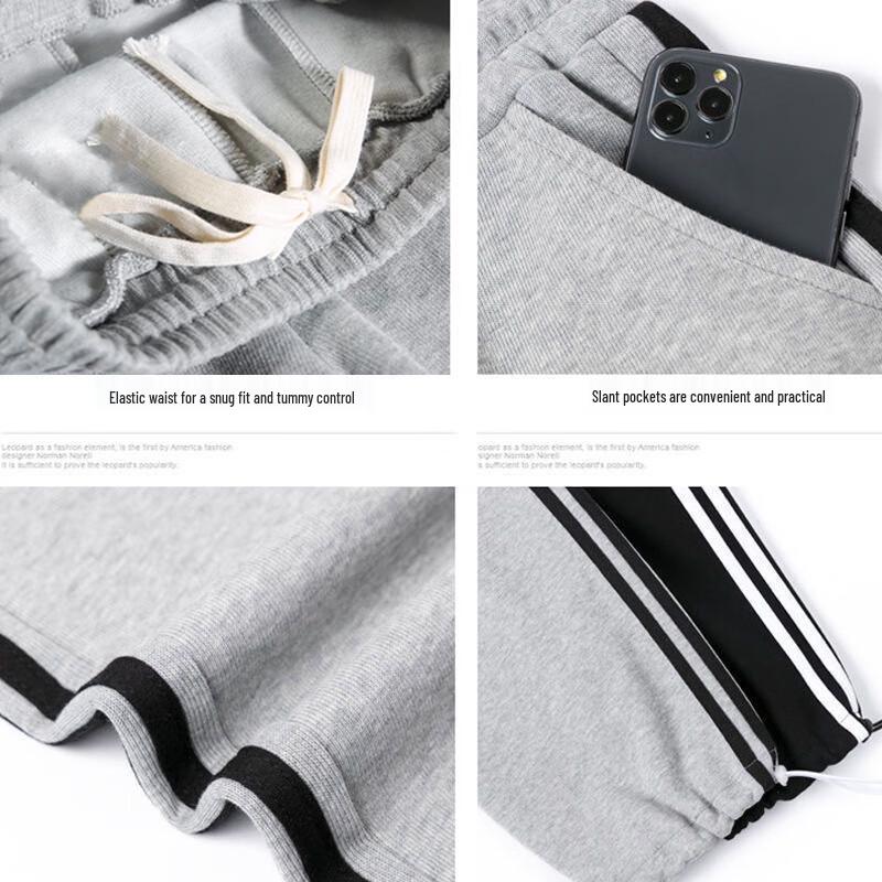 Langsha Women's Three-Stripe Straight-Leg Drawstring Sweatpants