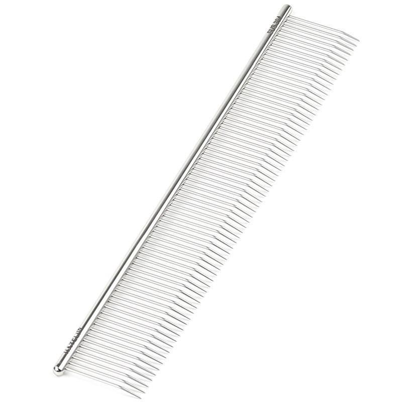 Pet Grooming Comb Dogs Cats Stainless Steel Pin Brush With Mixed Length Pins Loose Hair Removal