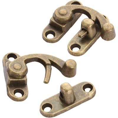 2PCS Vintage Hook Hasp, Antique Bronze Box Latches Small Horn Lock Clasp for Wooden Jewelry Box Gift Wine Case, with Screws