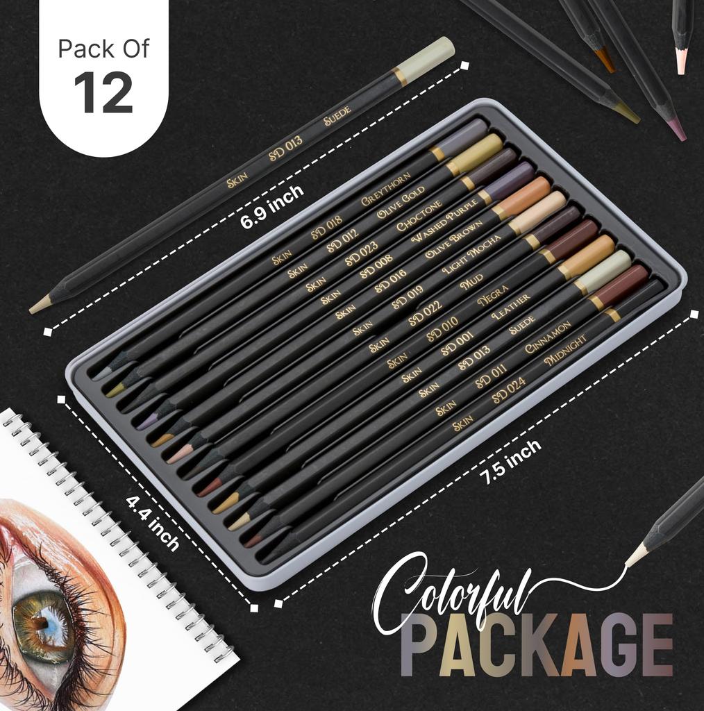Medihealth 1 Black Widow Skin Colored Pencils for Adults Portrait and Skin Tone Artist Colored Pencils Complete Color Range with Light Fast Rating - -
