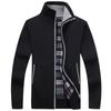 Autumn Men's Plus Size Thick Knit Sweater Coat with Velvet Lining - Trendy Long Sleeve Top (4X-5X)