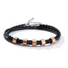 Vnox Free Personalize Family Name Bracelets for Men Layered Leather With Beads Charm Bracelet Couple Anniversary Gift to DAD Son