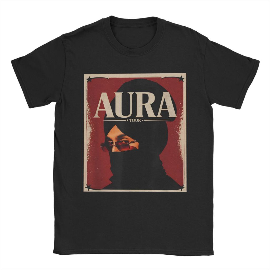 Diljit Dosanjh Aura World Tour T Shirt Unisex Vintage Pure Cotton T Shirts Summer Crew Neck Novelty Tees Casual Big Size Clothes