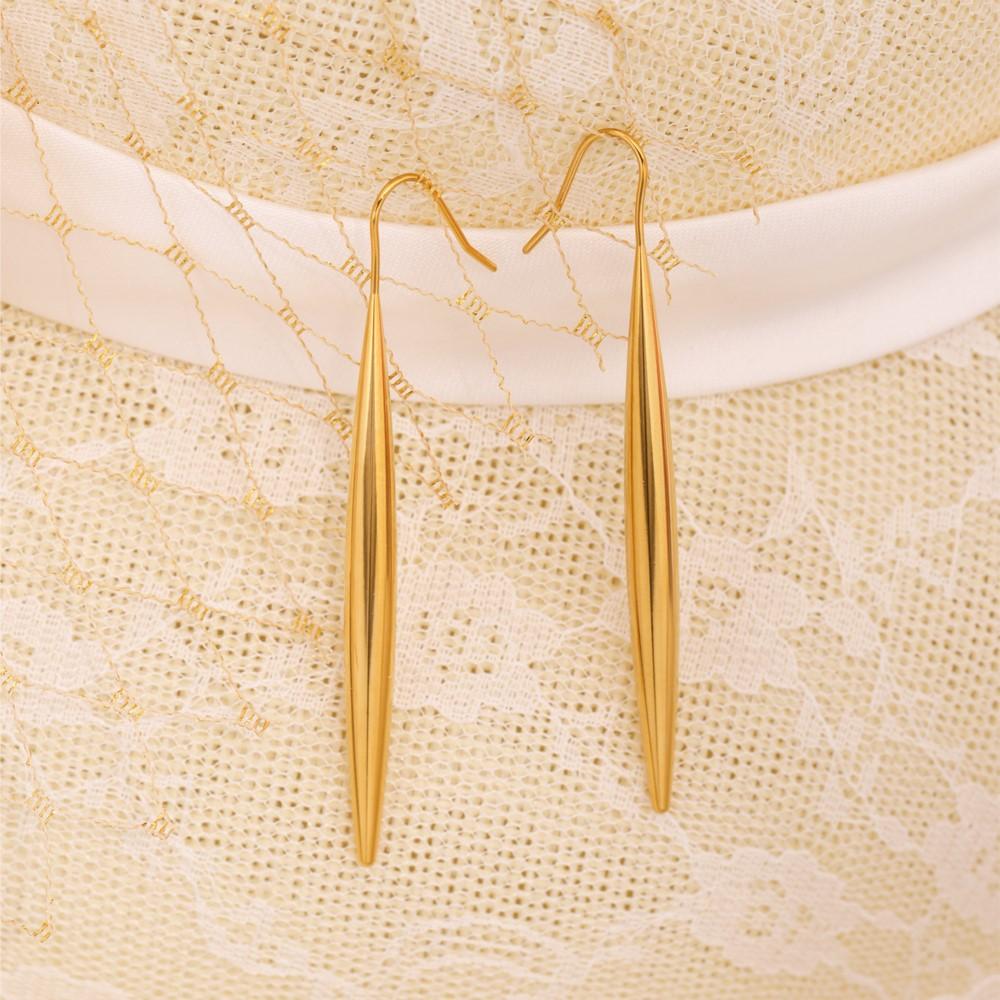 Luxury Gold Color Zinc Alloy Dangling Earrings for Women Long Studs Simple High Quality Stainless Steel Earrings Zircon 2025 Trends