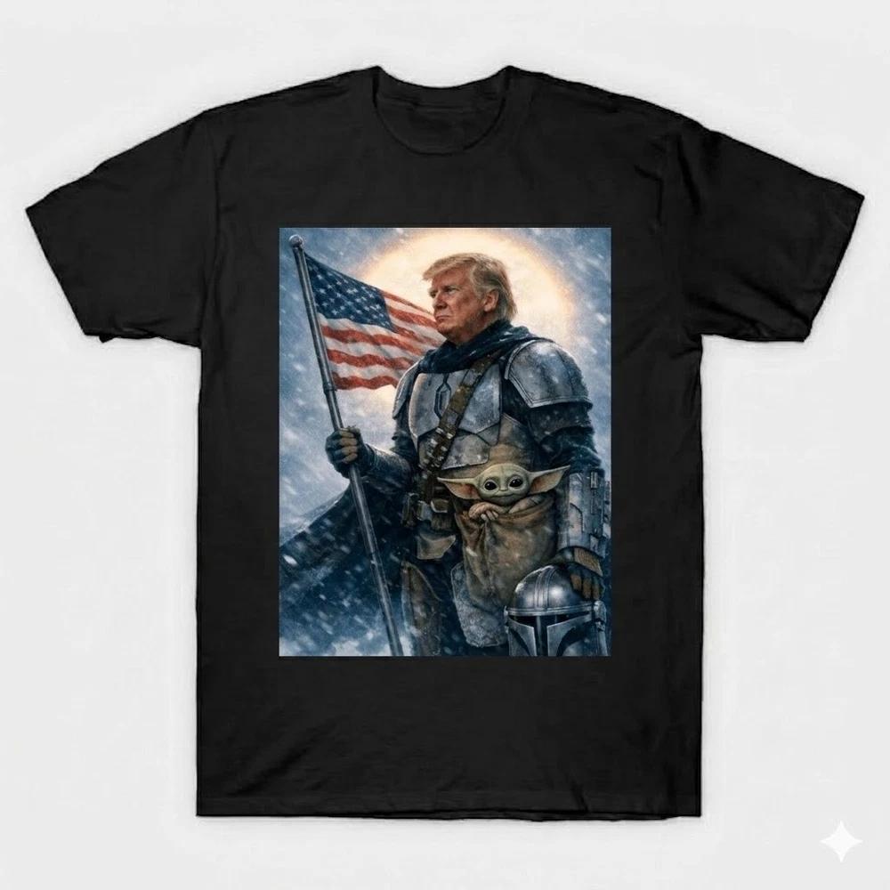 Trump Unisexdalorian Grogu American Flag Patriotic Meme T Shirt S