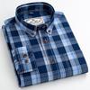 Men's Carbon Brushed Long-Sleeve Plaid Cotton Shirt