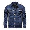 Spring Men Denim Jacket Lapel Single Breasted Solid Color Fashion Motorcycle Jeans Jacket Slim Fit Cotton Casual Black Blue Coats