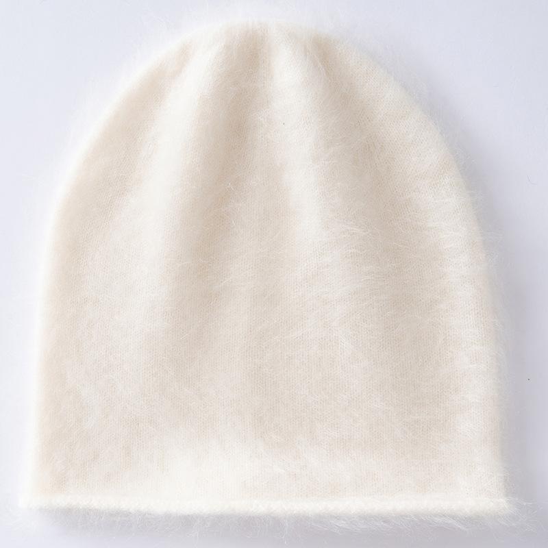 Cappello da adulto in puro cashmere spazzolato, protezione per le orecchie, piccolo cappello versatile in lana, cappello invernale lavorato a maglia arricciato per uomo e donna