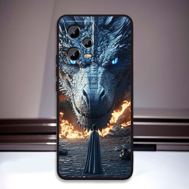 Fashion Dragon Illustration Phone Case For Xiaomi Redmi Note 15 14 13 12 12S 11E 11 11S Pro Plus 4G 5G Black Soft TPU