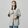 Women's Color-Blocked Mid-Length Long-Sleeve Trench Coat