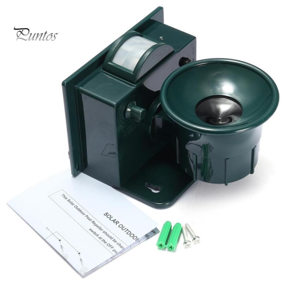 (verde) Spaventatore repellente repellente per animali ad ultrasuoni per esterni ad energia solare