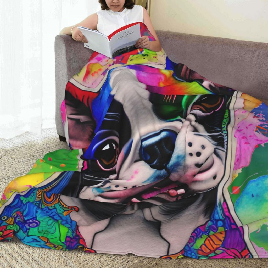 Boston Terrier Dog Colorful Blankets Flannel Summer Breathable Lightweight Throw Blankets for Home Office Quilt