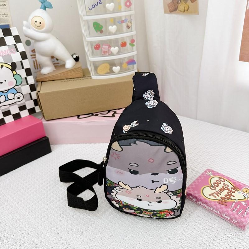 Adorable Mini Children s Crossbody Bag With Cute Cartoon Animal Print Design чёрный