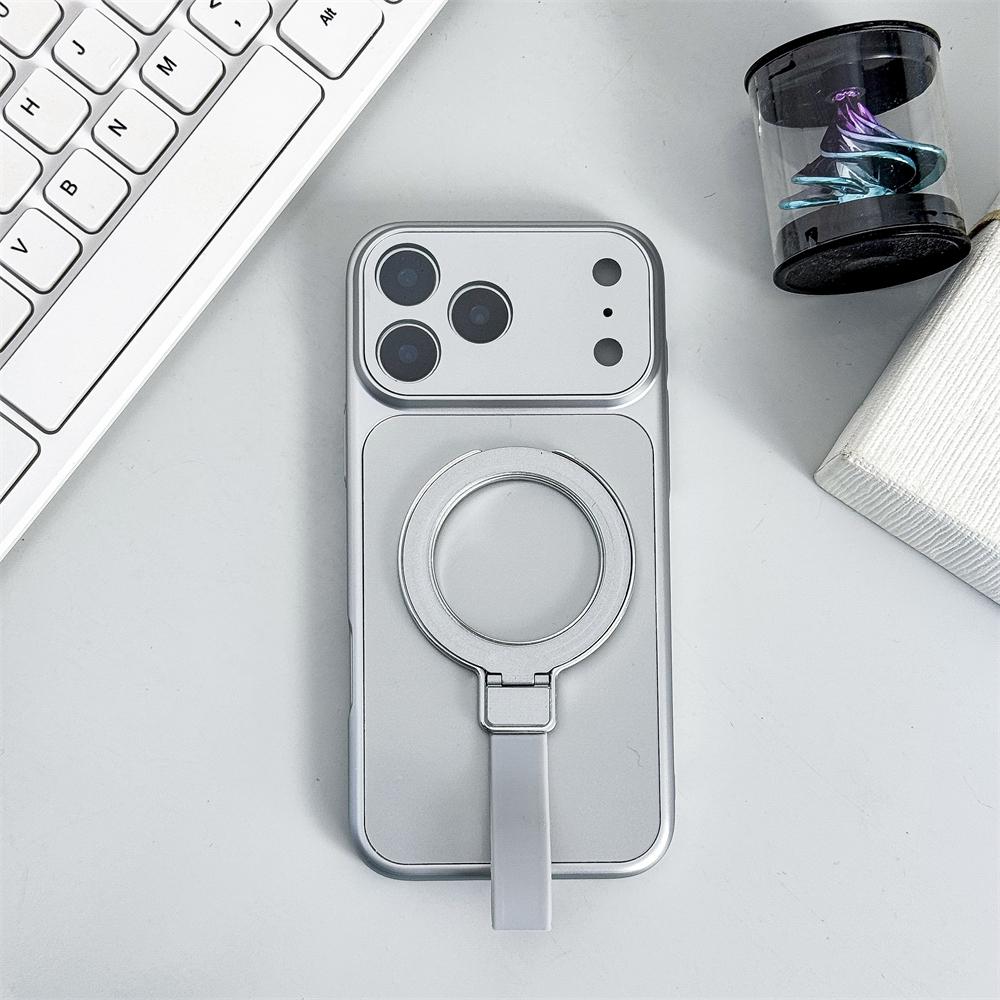 For Magsafe Magnetic Bracket Grip Ring Case For iPhone 17 16 Plus 15 14 13 12 11 Pro Max Air Matte Plating Wrist Strap Cover
