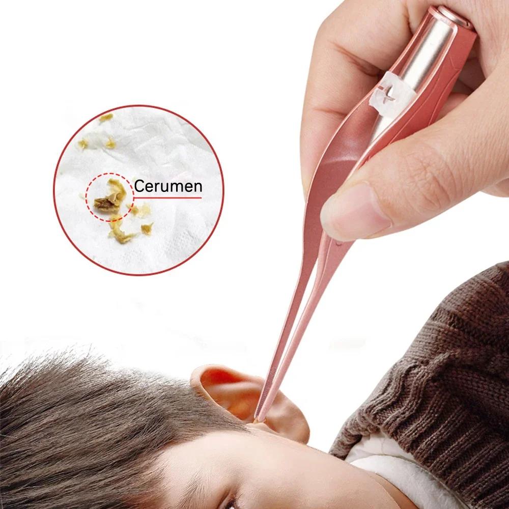 Durable And Safe Baby Ear Cleaner Spoon Led Flash Light Ear Wax Curette Picker Visual Children Earpick Eer Wax Dig Remover Ear Nose Novel Tweezer