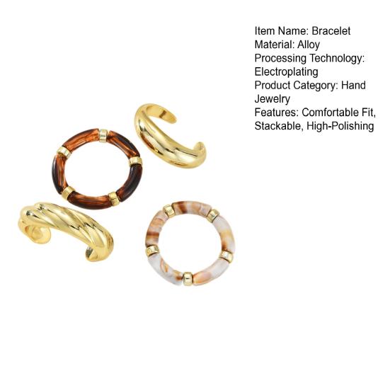 4 st/set Damarmband Öppningsbart Justerbart Högpolerat Metall Flerskiktade Armband Slitstarka Stapelbara Armringar Handledssmycken