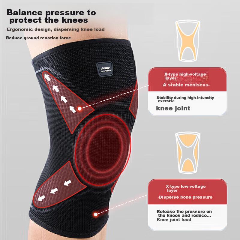 Li-Ning Knee Brace for Sports, Running, Arthritis, Summer Thin Meniscus, Cold Legs, Warmth, Hiking, Basketball Knee Protector