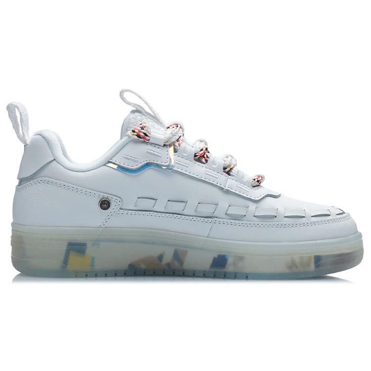 Li Ning CF Tracing Synthetic Leather Abrasion Resistant Breathable Support Low top Skateboard Shoes Women's White AGCP232-16