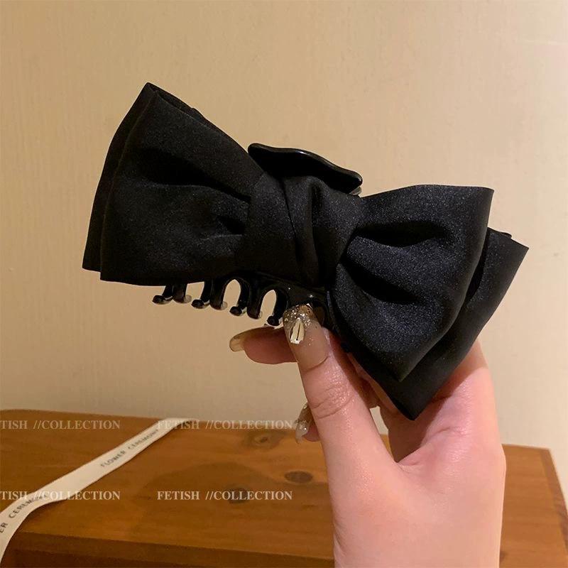 Sweet Mesh Tulle Big Bow Hair Claw Clips for Women Solid Colours Elegant Bowknot Ponytail Clip New Headdress Accessories