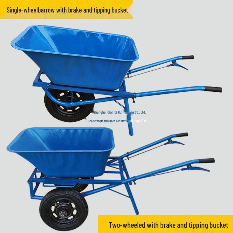 Dual-Wheel Agricultural Wheelbarrow - Small Handcart for Orchard, Construction, or Goods Transport