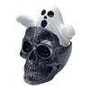 Mini Skull Head with Ghost Figurine Spooky Skeleton Head Ghost Halloween Decor for Gothic Porch Indoor Office Desk Tabletop Mantel Decoration