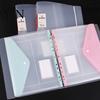 Touch Fastener File Bag 11 Hole Expandable Binder Folders for 2/3/4 Ring Document Pouch, Plastic Envelopes Light Purple Pocket with Snap Button