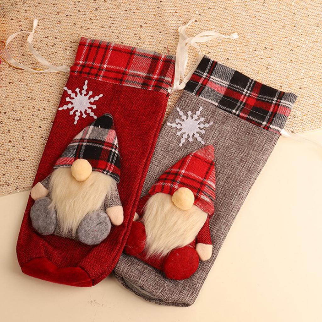 Vánoční obal na láhev vína Santa Claus vzor Držáky na láhev šampaňského Potah na stůl dekorace dárek