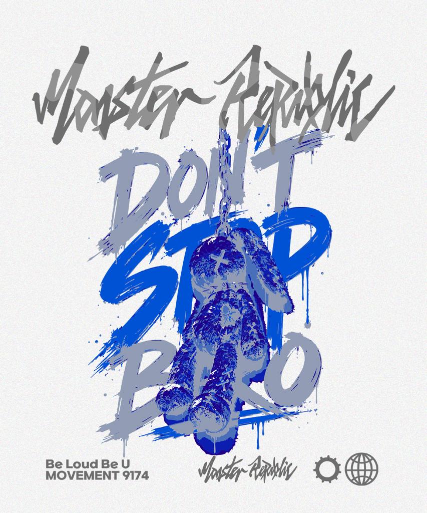 MONSTER REPUBLIC Rabbit Don'T Stop Bro Blue T-Shirt White_9174