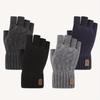 Unisex Alpaca Wool Knitted Fingerless Cycling Gloves - Winter Warmth with Velvet Lining, Cold-Proof Half-Finger Design