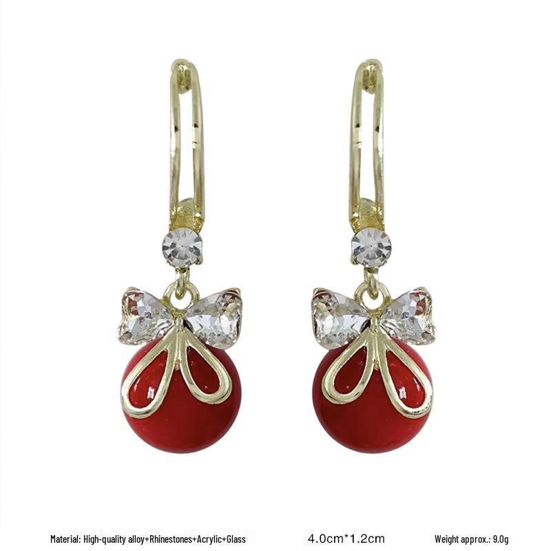 

Серьги-пусеты в ретро-стиле с красной глазурью «капля» для женщин - Уникальный нишевый дизайн начала осени