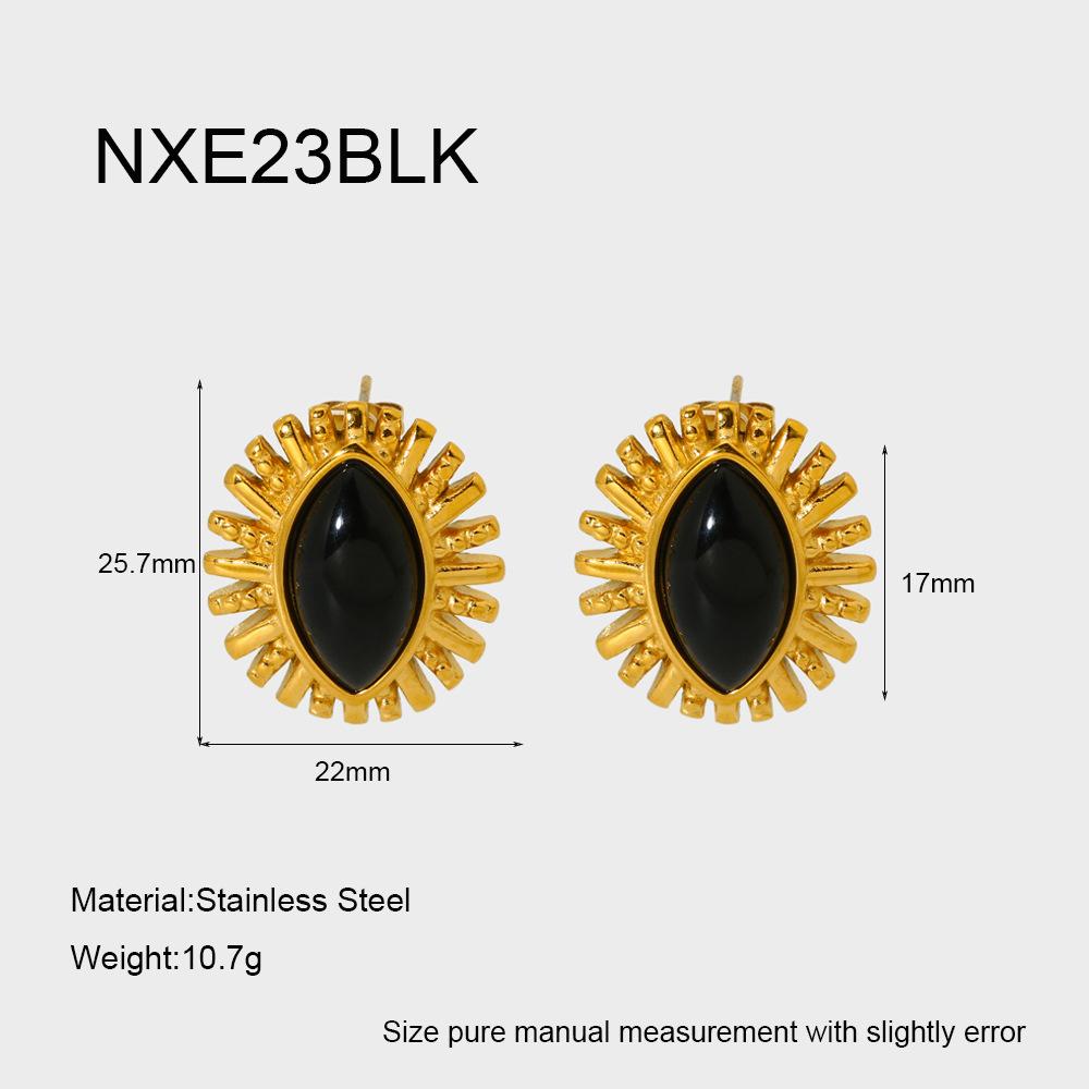 ins retro resin sunflower horse eye earrings earrings plated with 18K gold stainless steel high-end jewelry women