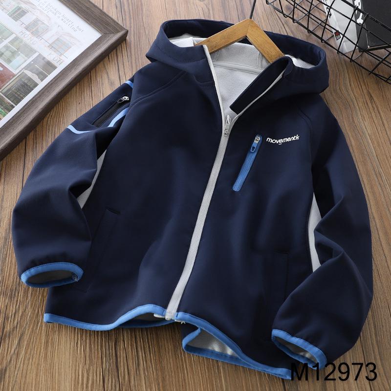 

2025 Autumn Boys Outdoor Windbreaker: Lightweight Zip-Up Sports Jacket for Middle and Big Kids 110cm темно-синього кольору