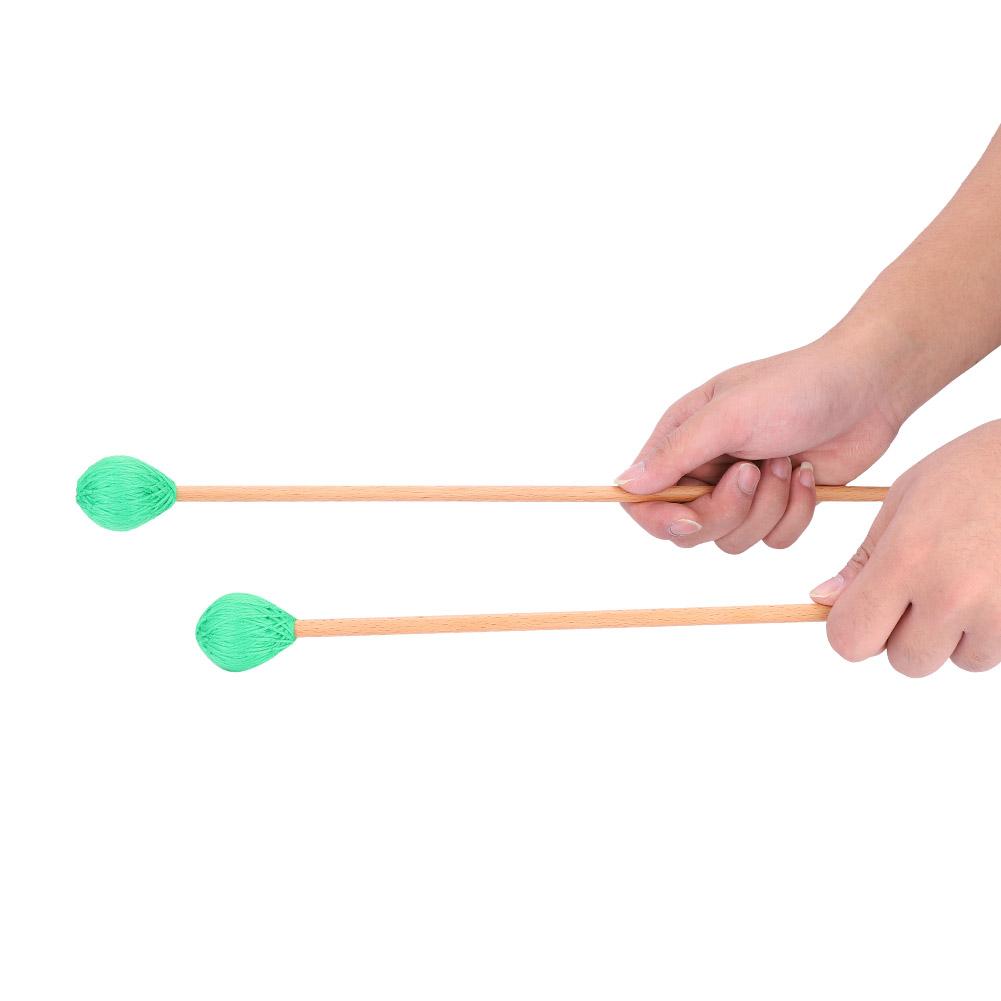 1 Pair Wool Head Keyboard Marimba Mallets with Beech Handles for Intermediate Player(Green)