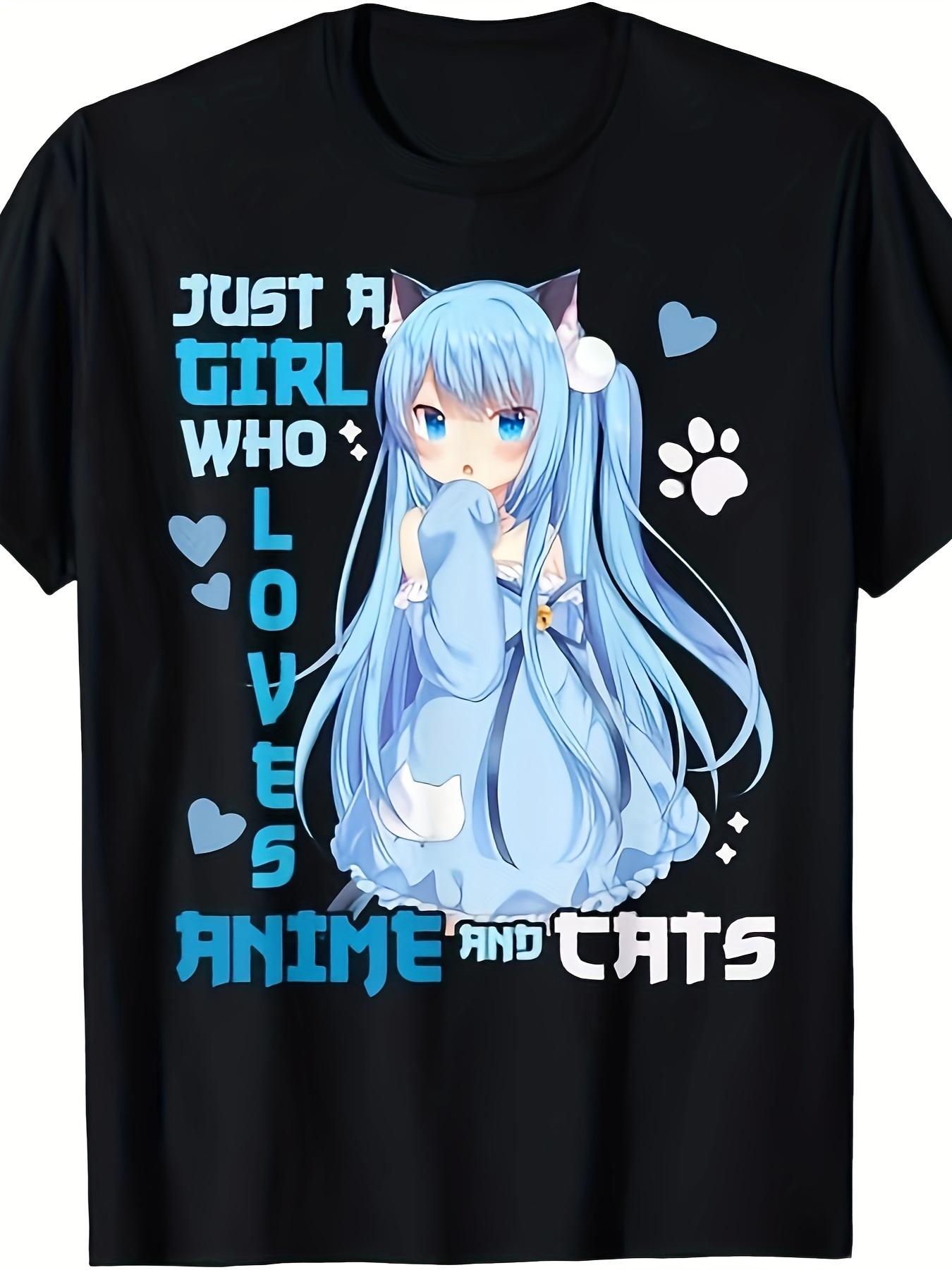 

Just A Girl Who Loves Anime And Cats Funny Kawaii Otaku Girl T-Shirt S
