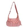 New trendy versatile drawstring pleated dumpling bag large capacity literary and leisure plaid shoulder messenger bag