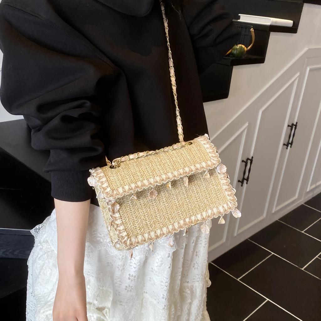 Luxury Famous Brand Women Bags Designer Small Straw Beach Shoulder Crossbody Bags Fashion Tassel Underarm Handbag And Purse