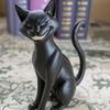 Unique Witchy Desk Decor 3D Printed Grinning Black Cat Statue, Sitting Figurine, Dark Small Crafts for Shelves Style Sculpture, Halloween Decorative