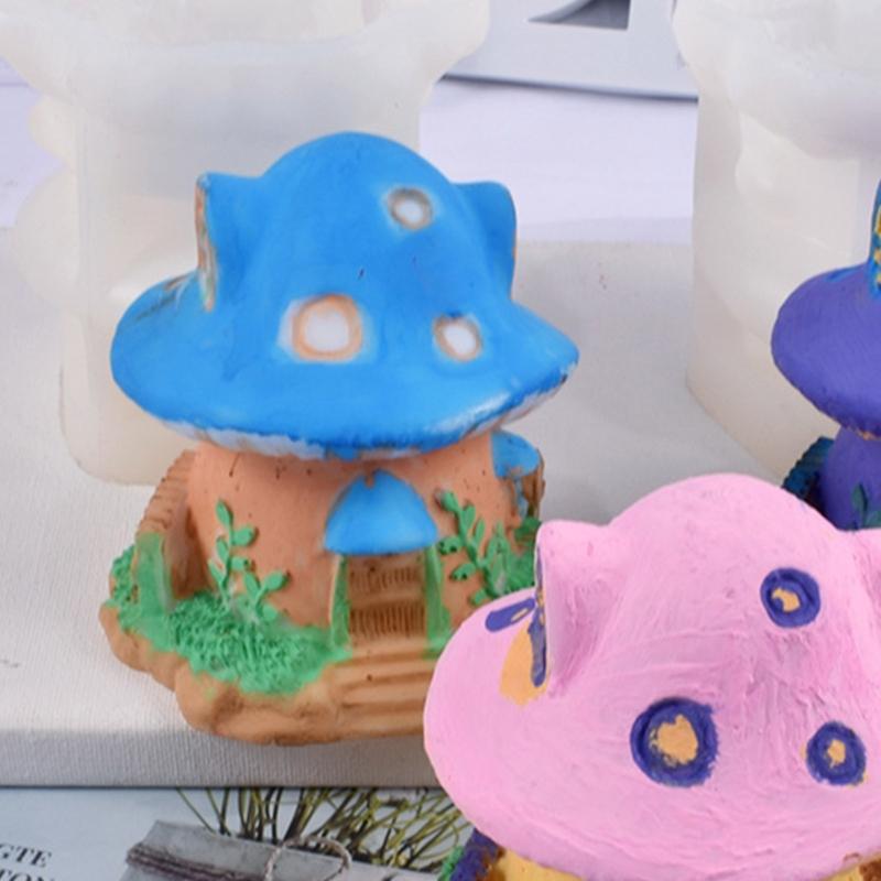 Silicone Mushroom Molds,Candle Making Mold Mushroom House Epoxy Casting Mold for Gypsum Aromatherapy Candle,Home Decor