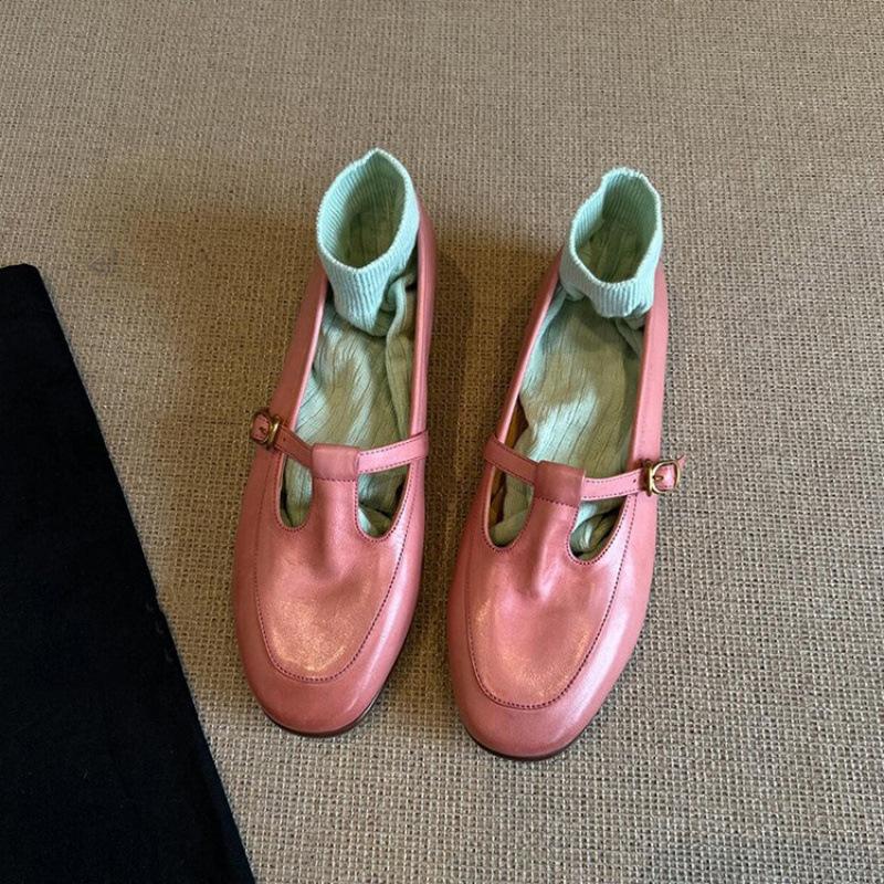 Vintage Mary Jane Single Shoes Women's Shallow Mouth New Spring and Autumn Flat Bottom Low Heel Soft Sole