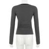 Women's Color Contrast A Line Collar Slimming Simple Spice Girl Waist All Casual Long Sleeved Blouse