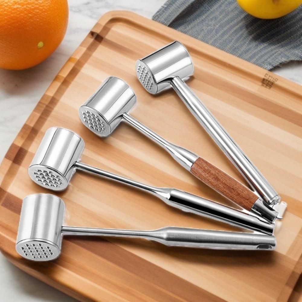 Double-side Meat Hammer Stainless Steel Steak Mallet Kitchen Beef Hitting Tool Meat Preparation