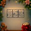 3 PCS Black Metal Wall Art Set - Christmas Plant Decor, Modern Home Accents, Elegant Gift for Birthday