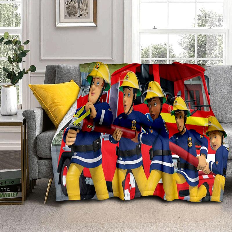 Pătură Copii Desen Animat Sam Pompierul Clasic 3D, Pătură Moale pentru Casă Dormitor Pat Canapea Călătorie Picnic Husa Cadou Copii