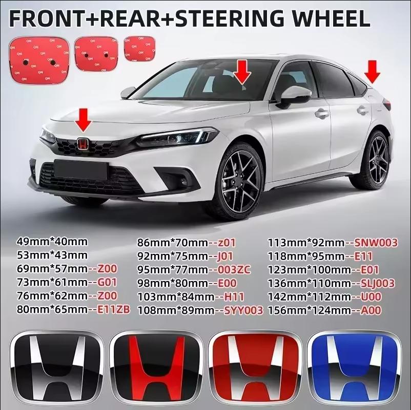 Car Hood Front Grill Rear Trunk H Emblem Logo Sticker Honda Civic Fit Jazz Accord CRV HRV City Odyssey Passport Pilot Vezel