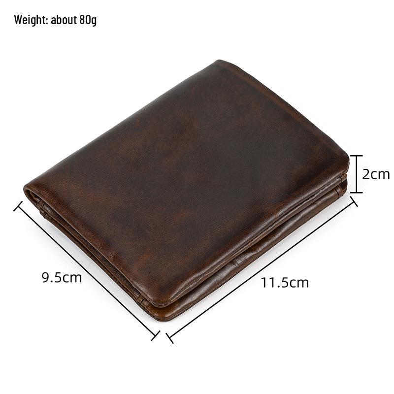Premium Oil Wax Leather Bi-fold Wallet with Coin Pocket & Multiple Card Slots