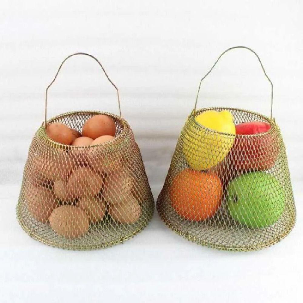 Eierkorb aus Eisendraht, tragbarer Behälter zum Sammeln von Eiern, praktischer Käfig für frische Eier, Bauernhaus