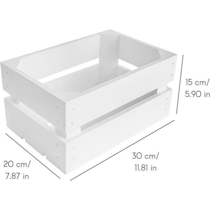 Creative Deco Lot De 3 Caisse En Bois Blanc | 30 X 20 X 15 Cm | Caisse Rangement Bois | Caisse En Bois Vintage | Cagette En Bois